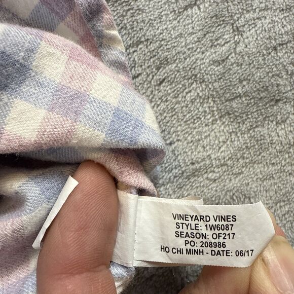 Vineyard Vines Men's L Pink Blue Gingham Shirt Whale Logo Cotton Long Sleeve - Picture 9 of 10